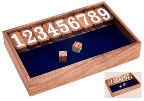 Engelhart - 350121 - Shut The Box 2 Joueurs - Jeu de Trac - Jeu de café - Jeu de Famille - Jeu en Bois Ecologique - à partir de 6 Ans