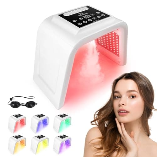 Deciniee Masque LED Visage Luminothérapie: 6 Couleurs Luminothérapie Visage avec Fonction de Pulvérisation - Masque Facial LED Pour Anti-Âge Les Soins de La Peau