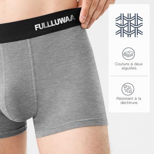 Fullluwaa - Lot de 10 Boxers Homme Coton, Confortable et Doux - Ajustés, Ceinture Élastique Ultra - Souple