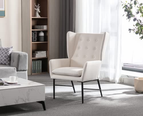Wahson Fauteuil Salon, Fauteuil en Velours avec Accoudoir, Fauteuil Scandinave Assise Confortable, Fauteuil Relax pour Salon/Chambre, Beige