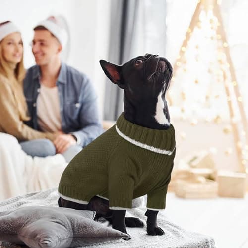 Hjyokuso Pull Chien, Pull pour Chien Petite Taille Moyenne Grande Taille, Pull-Overs pour Chiens Chaud d'hiver, Pull pour Chat à Col Roulé, Vetement Chien, Pull Noel Chien, Manteau pour Chien - L