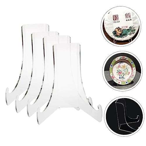 GOOHOCHY 4 Pièces Transparent Présentoir Présentoirs Acrylique Chevalet Stand Plaque Présentoir Carte Présentoir Porte-Carte D'Anniversaire Chevalet Titulaire Petit Chevalet Support