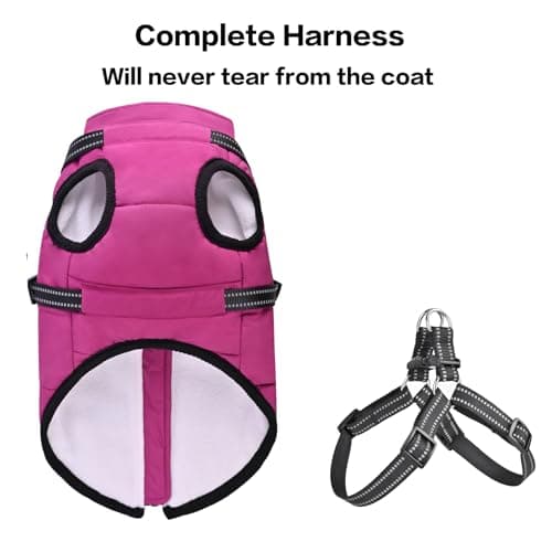 Manteau d'hiver Imperméable pour Chien Chaud avec Harnais, Veste de Chien Imperméable pour Petit Moyen Grands Chiens, pour Labrador Chihuahua Bouledogue Français