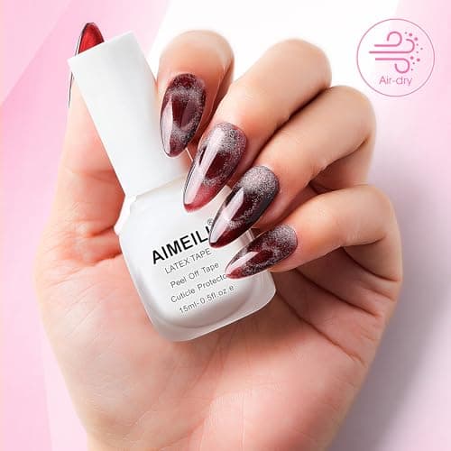 AIMEILI Liquide Latex Tape Peel Off Base Coat Correcteurs de Vernis à Ongles Protection de la Peau et des Doigts pour Nail Art Manucure Inodore 15 ML Blanc
