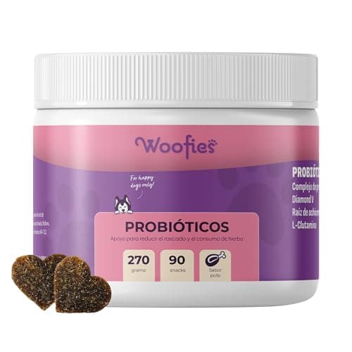 Woofies Probiotiques Friandises digestives pour Chiens - 90 pièces - Renforce la Flore intestinale et améliore Le système immunitaire - Ingrédients 100% naturels Prébiotiques (Poulet)