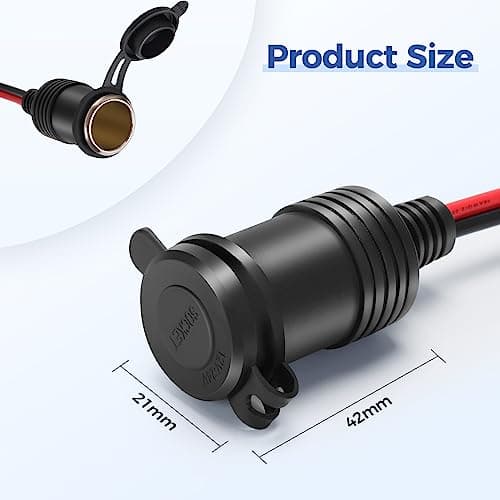 Thlevel 12V Câble d’Extension pour Allume Cigare Socket 14AWG avec Fusible 20A 12V/ 24V DC Adaptateur Chargeur pour Bateau Moto Réfrigérateur Voiture 1 mètre