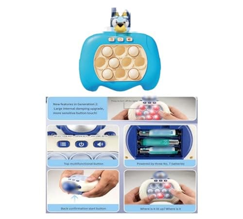Jeu de Pop électronique Quick Push Bubbles, Console de Nouveau modèle électronique Pop It avec écran, Jouets sensoriels et Magiques (WST-Blue)