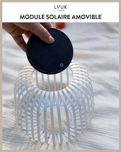 LUUK LIFESTYLE Luminaire LED d'extérieur design à énergie solaire, lampe d'ambiance, luminosité progressive, recharge rapide, 72h, Blanc