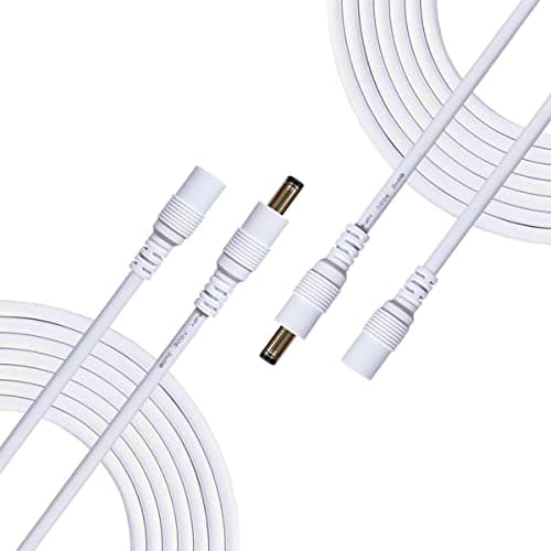 Câble D'extension d'alimentation DC 2.5mm x 5.5mm DC Plug Extension Cable Mâle à Femelle Connecteur pour Adaptateur Secteur, CCTV Camera Power et Plus - 2pcs 1m Blanc