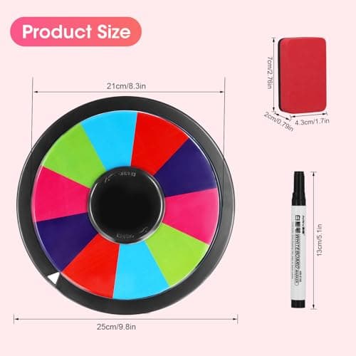 10" Jouet Roue de la Fortune, 25cm Roue de la Fortune à Faire Tourner avec Base Antidérapante, 8 Couleurs, Roue de Prix DIY pour Les Fêtes de Carnaval