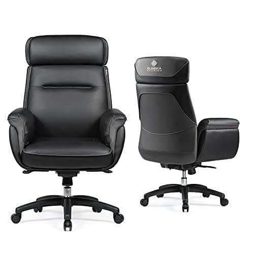 EUREKA ERGONOMIC Chaise de Bureau, Fauteuil Bureau Ergonomique, Chaise de Bureau Confortable avec accoudoirs et Appui-tête réglable, Siège Extra Doux et Confortable, Noir