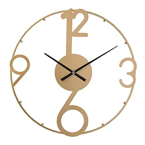 LW Collection Horloge Murale Scarlett Or 80 cm - Grande Horloge Murale Industrielle en Métal - Horloge Murale Moderne - Mouvement Silencieux - Horloge Silencieuse