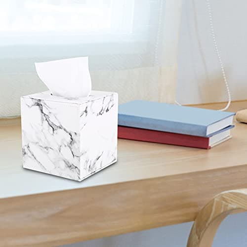 FYBlossom Boîte à Mouchoirs Rectangulaire Originale, Boîte à Mouchoirs en Cuir PU, Distributeur De Mouchoirs Marbre Europe du Nord pour Voiture Bureau Cuisine Salon (Style C)