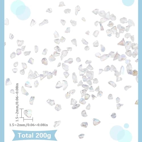 SUNNYCLUE 1 boîte de 200 g de Verre Concassé, Morceaux de Verre Brisé, Éclats de Cristal Irréguliers, Flocons Transparents, Petits Flocons Épais, Paillettes pour Nail Art, Résine, Artisanat, Remplissa