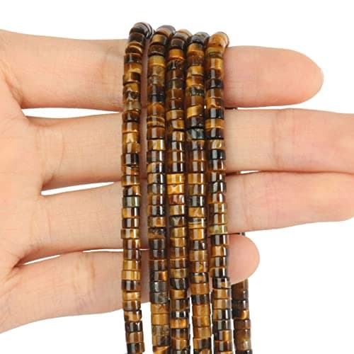 1 brin 4x2mm perles de pierres précieuses naturelles perles Heishi, cylindre plat plat rond non teint perles de Pierre pour Bracelet boucles d’oreilles fabrication de bijoux,Oeil de tigre