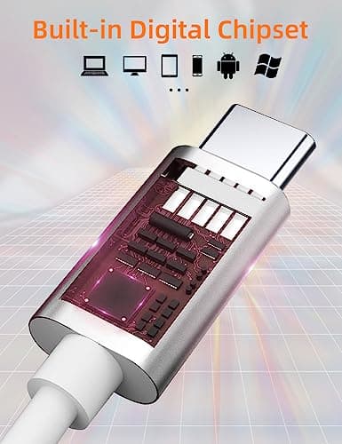 MAS CARNEY Écouteurs USB C TH6, avec Puce numérique intégrée, Microphone et télécommande, Compatible avec Les Smartphones Samsung, Huawei, Oppo, Vivo, Honor, Google Pixel et Les iPads, Blanc.