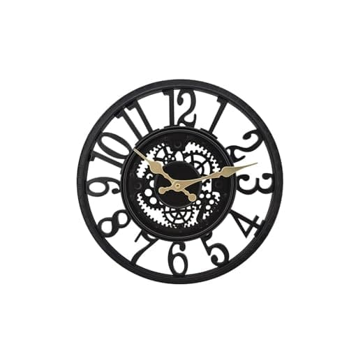 Purzen Horloge Extérieure, Horloge Murale Étanche, Avec De Grands Chiffres Arabes Simples, Horloges Murales Décoratives,Noir