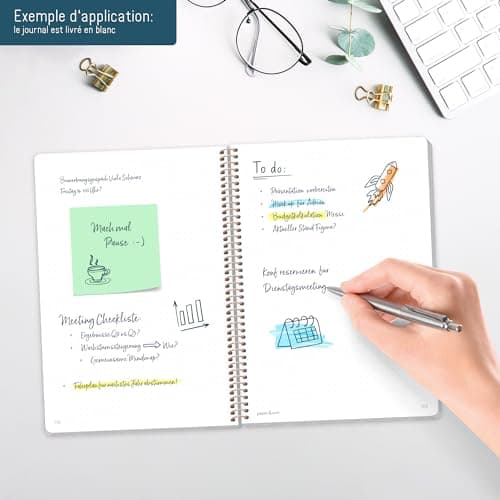 paper&you® Bullet Journal à pois A5 avec reliure à spirale « New Adventures » 160 pages Carnet à pois avec spirale, bloc-notes à spirale, durable et respectueux du climat