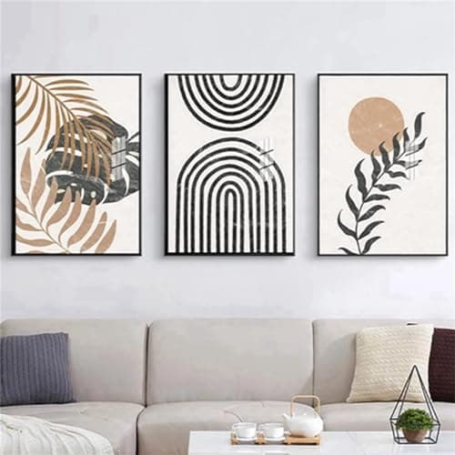 Lot de 3 images esthétiques de plante, décoration bohème, art abstrait, style bohème, sans cadre, 05, 70 x 100 cm