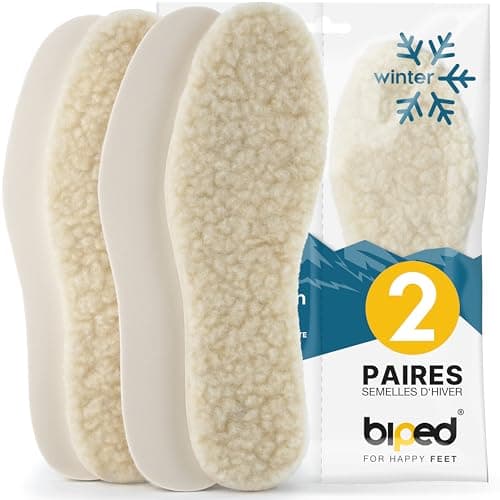 biped 2 paires de semelles en laine d'agneau - Semelles extra-épaisses en véritable laine d'agneau - Semelles chauffantes pour hommes et femmes z1015(39)