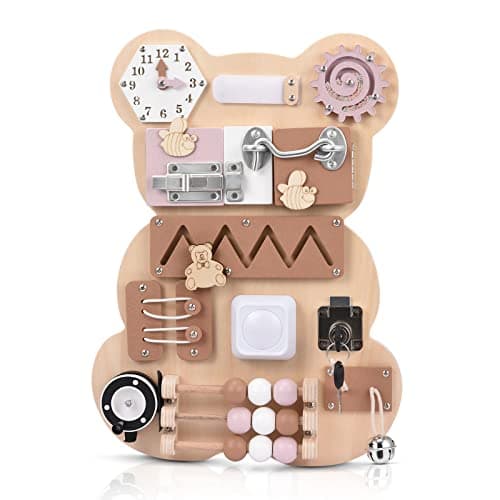 Doovasen Busy Board Montessori 12 en 1 Jouet pour tout-petits Jouet sensoriel Jouet de motricité Jeux de voyage Jouet sensoriel Cadeau pour 2 3 4 ans, TY-QK-014