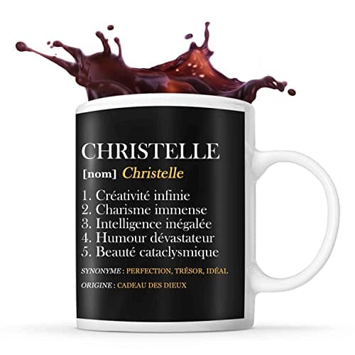 Tasse prénom Christelle Définition Perfection | Mug Prénom humour idéal pour cadeau original et drôle
