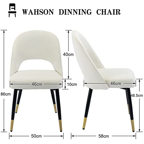 Wahson Lot de 4 Chaise de Salle à Manger Chaise Velours Chaise de Cuisine Chaise Salle Manger avec Pieds en métal Chaise à Dinner Rembourrées pour Cuisine/Restaurant,Beige