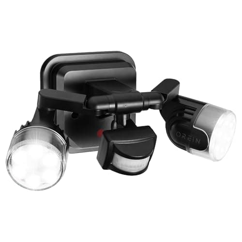 OREiN Projecteur LED Exterieur Detecteur de Mouvement, Eclairage Exterieur de Sécurité 450°, 12W=150W 1600LM Lampe Extérieur à Double Tête, Spot LED Extérieur IP65 Étanche pour Patio Cour Garage