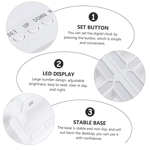 STOBAZA réveil mené Horloge Murale veilleuse réveil veilleuse LED réveil LED horloges murales numériques Digital Clock Alimenté par USB réveil numérique Horloge Murale numérique Blanche