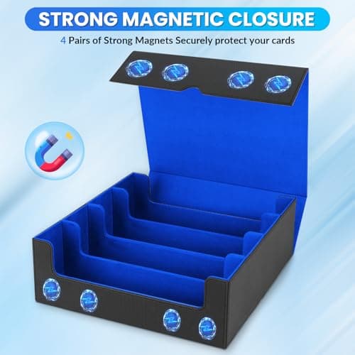 Boîte à Cartes pour Plus de 3200 Cartes, Boîtes de Rangement pour Cartes à Collectionner Avec 10 Séparateurs et 4 Mousse, Boîtes Magnétiques de Qualité Supérieure, pour Magic the Gathering(Noir Bleu)