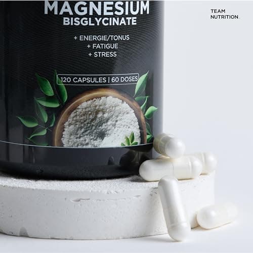 Magnésium Bisglycinate + Taurine & Vitamine B6 - Haute Absorption 320 mg - Anti-Stress, + Sommeil, Fatigue - Santé Os, Muscles, Système Nerveux - 120 Gélules Vegan Marque Française - Team Nutrition