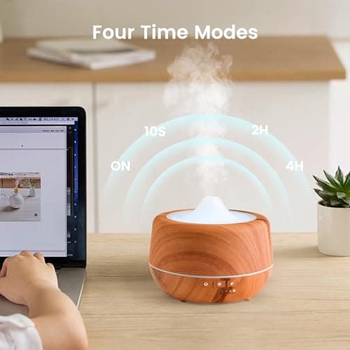 Ensemble d'huiles essentielles 10 x 10 ML, 500 ML, diffuseur d'aromathérapie ultrasonique, humidificateur à Brume fraîche avec lumières LED 7 Couleurs, 4 minuteries, Fonction d'arrêt