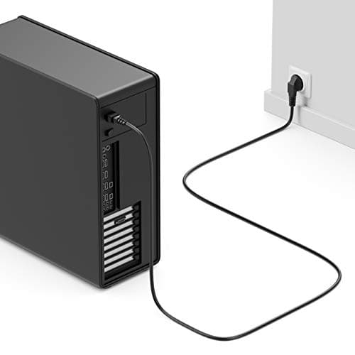deleyCON 10m Câble d'alimentation Contact de Protection Fiche Type F (CEE 7/4) Coudé à 90° vers Le Connecteur d'alimentation C13 Connecteur Femelle PC Moniteur d'Ordinateur Imprimante Beamer - Noir