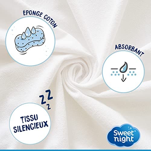 SWEET NIGHT Sweetnight - Protège Matelas 180x200 cm | Bouclette en Coton | Alèse Imperméable et Absorbante | Respirant et Silencieux | Compatible Grands Bonnets
