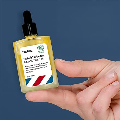Kit de Rasage et Soins Barbe Bio Sapiens - Coffret Barbe Homme avec Soins barbe Made in France - Gel à raser, Huile Barbe Bio, Baume Barbe Bio, Rasoir Coupe Choux, Accessoires, Trousse de Toilette