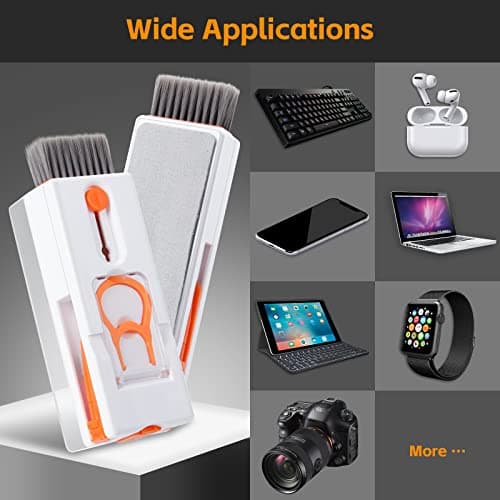 Alyvisun Kit Nettoyage Clavier, 11 en 1 Nettoyeur Claviers PC Multifonctionnel, Keyboard Cleaner Brosse à Outils, pour Tablette, Téléphones, Ordinateur, Écouteurs, Orange