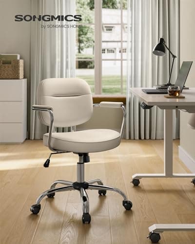 SONGMICS Chaise de Bureau, Chaise pivotante, Chaise de Bureau, Ergonomique, accoudoirs individuels, Fonction d'inclinaison, Hauteur réglable, Chambre à Coucher, Bureau, Beige Cappuccino OBG033W01