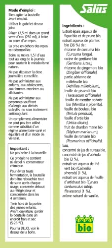 Salus Détox BIO - Formule Liquide - Élimination des Toxines*, Drainage - À Base de Thé Vert, d'Ortie et d'Acérola - 250 ml