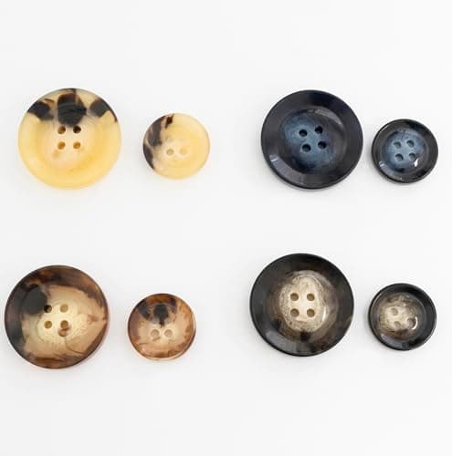 AERZETIX - C74192 - Lot de 10 Boutons de couture ronds ∅28x4 mm à 4 trous 44L L44 - diamètre de l'ouverture 2 mm - couleur beige et marron - en plastique - mercerie vêtements