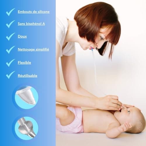 Seringue nasale bébé - Mouche Bébé - 2 Seringues et 10 Embouts de Rechange en Silicone Doux. Seringue 10 ml avec des Animaux.