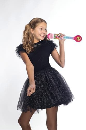 Lexibook- Cendrillon, Belle, Raiponce, Princesses Disney, Microphone Enfant, Jouet Musical, Haut-Parleur intégré, Effets Lumineux, Prise Aux-in, MIC90DP, Rose