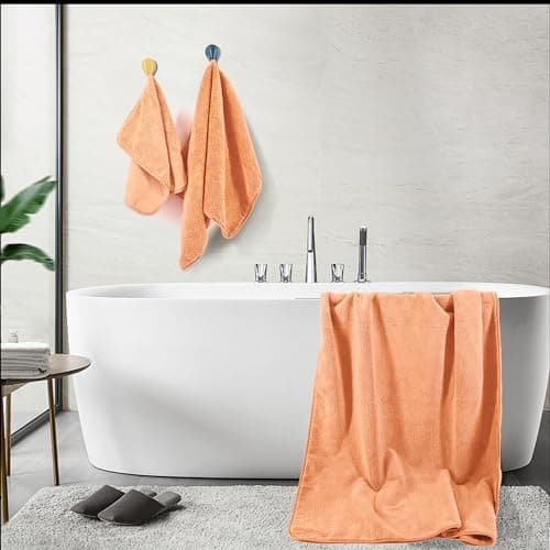 POLYTE Lot de 6 serviettes de bain surdimensionnées en microfibre non pelucheuses, à séchage rapide, 152,4 x 76,2 cm, orange