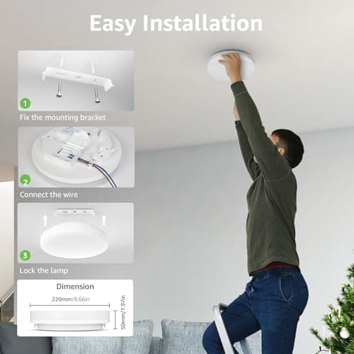 Lepro Plafonnier LED 15W, Luminaire Plafonnier Étanche IP54 Blanc Froid 5000K 1500LM, Angle de Faisceau 120 °, Plafonnier LED Idéal pour Salle de Bain, Balcon, Couloir, Cuisine, Salon(Φ22)