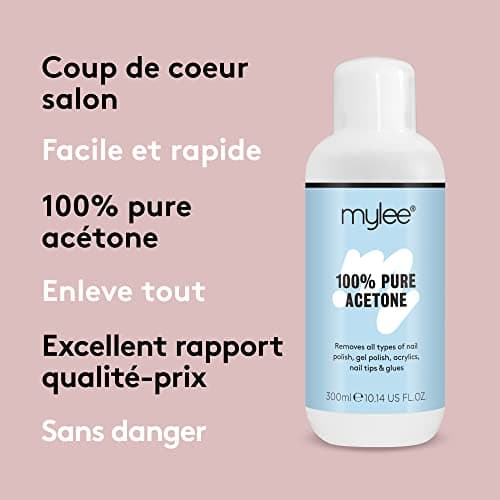 Mylee Acétone 100 % Pure Dissolvant Pour Ongles De Qualité Supérieure Enlève Le Gel UV/LED (300ml)
