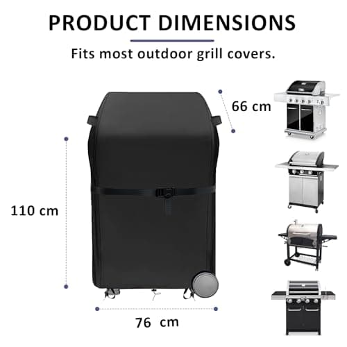Aipwerer Housse Barbecue Exterieur, 600D Oxford Bache Barbecue pour Weber, Brinkmann, Enders, Char Broil, Housse de Protection BBQ de Anti-Vent, Anti-UV, Antipoussière, Anti-l'eau (76x66x110cm)