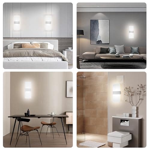DAGORD Applique Murale Intérieure Moderne LED Blanc Froid 6500K 12W Applique Murale LED en Acrylique Lampe Murale LED Blanche Applique Éclairage Haut et Bas pour Chambre Salon Escalier Couloir