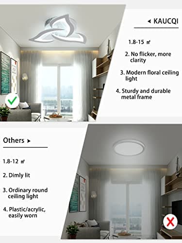 KAUCQI Plafonnier LED Plafonnier chambre moderne Φ56cm pétales de fleurs Plafonnier LED 6000K, éclairage décoratif de au plafond pour le salon, la chambre à coucher,Blanc