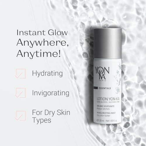Lotion Tonique Yonka pour Peaux Sèches et Sensibles 50ml - Brume Vivifiante Sans Alcool - Hydrate, Purifie, Apaise et Rééquilibre - Aux 5 Huiles Essentielles - Spray Vaporisateur - 99,7% Naturelle