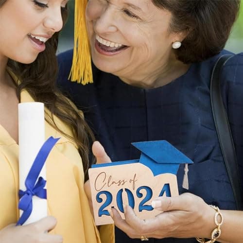 Zasdvn Porte-monnaie pour cartes de remise de diplôme, porte-cartes de remise de diplôme, en bois, élégant étui de rangement multi-degrés pour les diplômés du baccalauréat