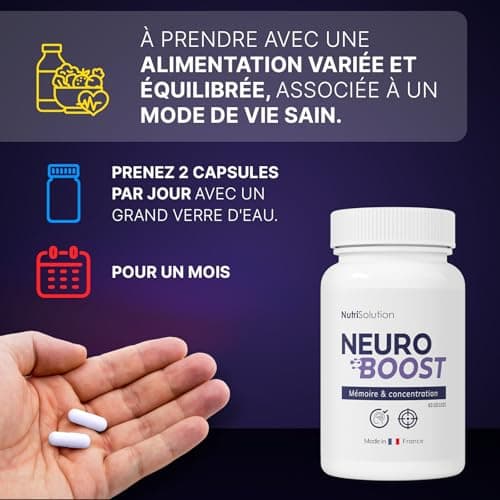 Neuro Boost par Nutrisolution - Boost Cognitif & Énergie, Vitamines B, Ginkgo Biloba, Bacopa, Acide Alpha Lipoïque, Végétalien, Fabriqué en France